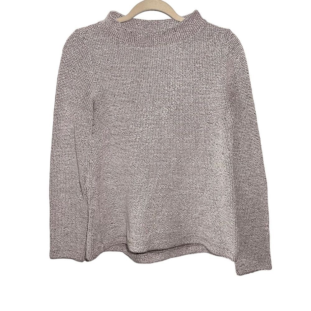 Ann Taylor Women’s Sz XS Mock Neck Sweater Brown White Two Tone Knit Weave